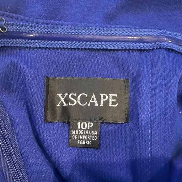 *NWT* Women's Long Off the Shoulder Xscape Scuba Crepe Slit Dress (Sz 10p) - Picture 6 of 9